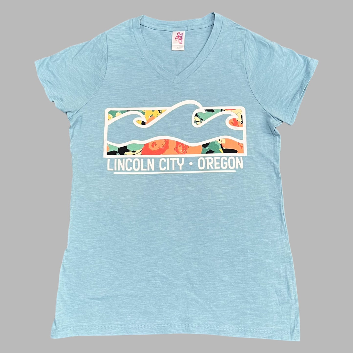 Apparel - Ladies V-Neck T-Shirt Wave Lt. Blue