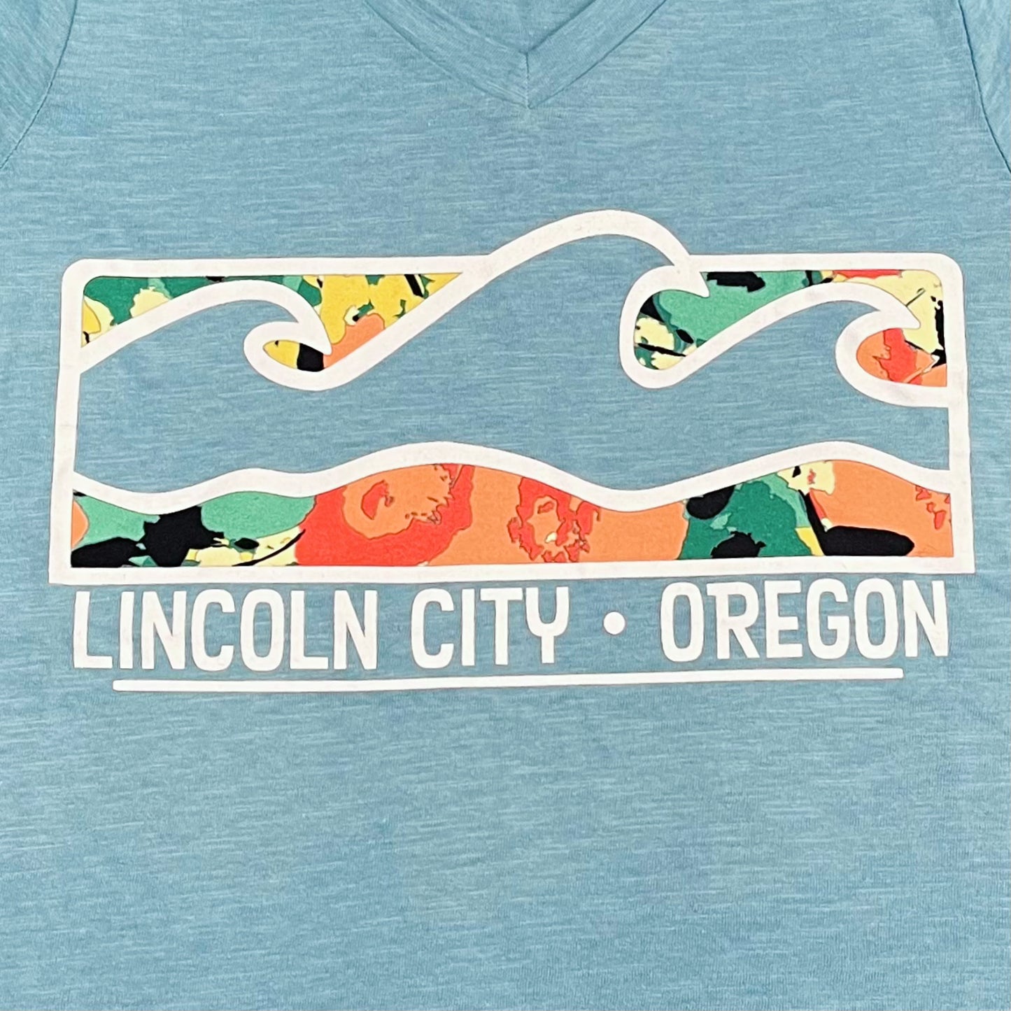 Apparel - Ladies V-Neck T-Shirt Wave Lt. Blue