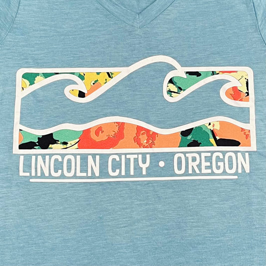 Apparel - Ladies V-Neck T-Shirt Wave Lt. Blue