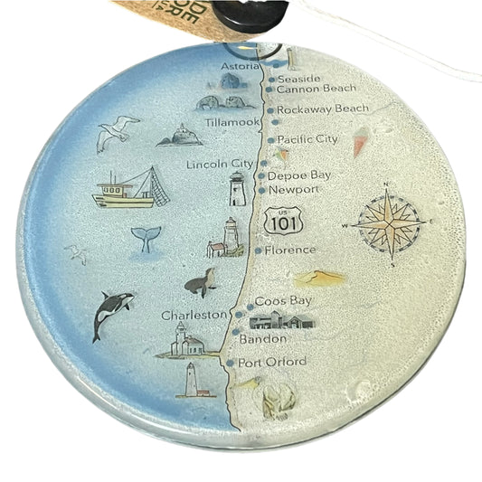 Ornament - Glass - Hwy 101 Oregon Coast Map
