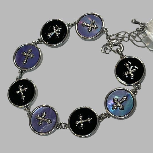 Bracelet - LKB 736 - Link Crosses Purple