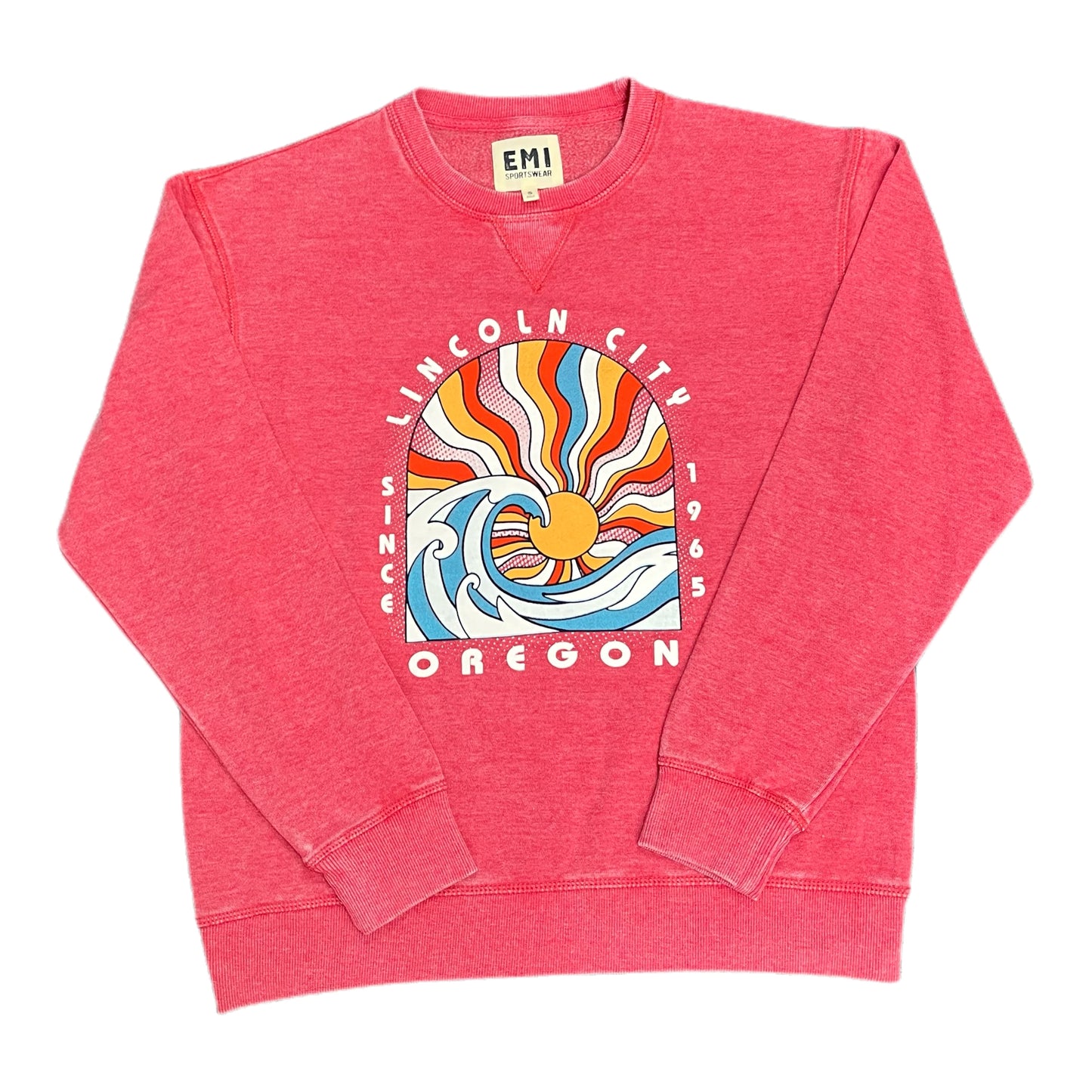 Crewneck Unisex Sweatshirt - Sun/Wave Red