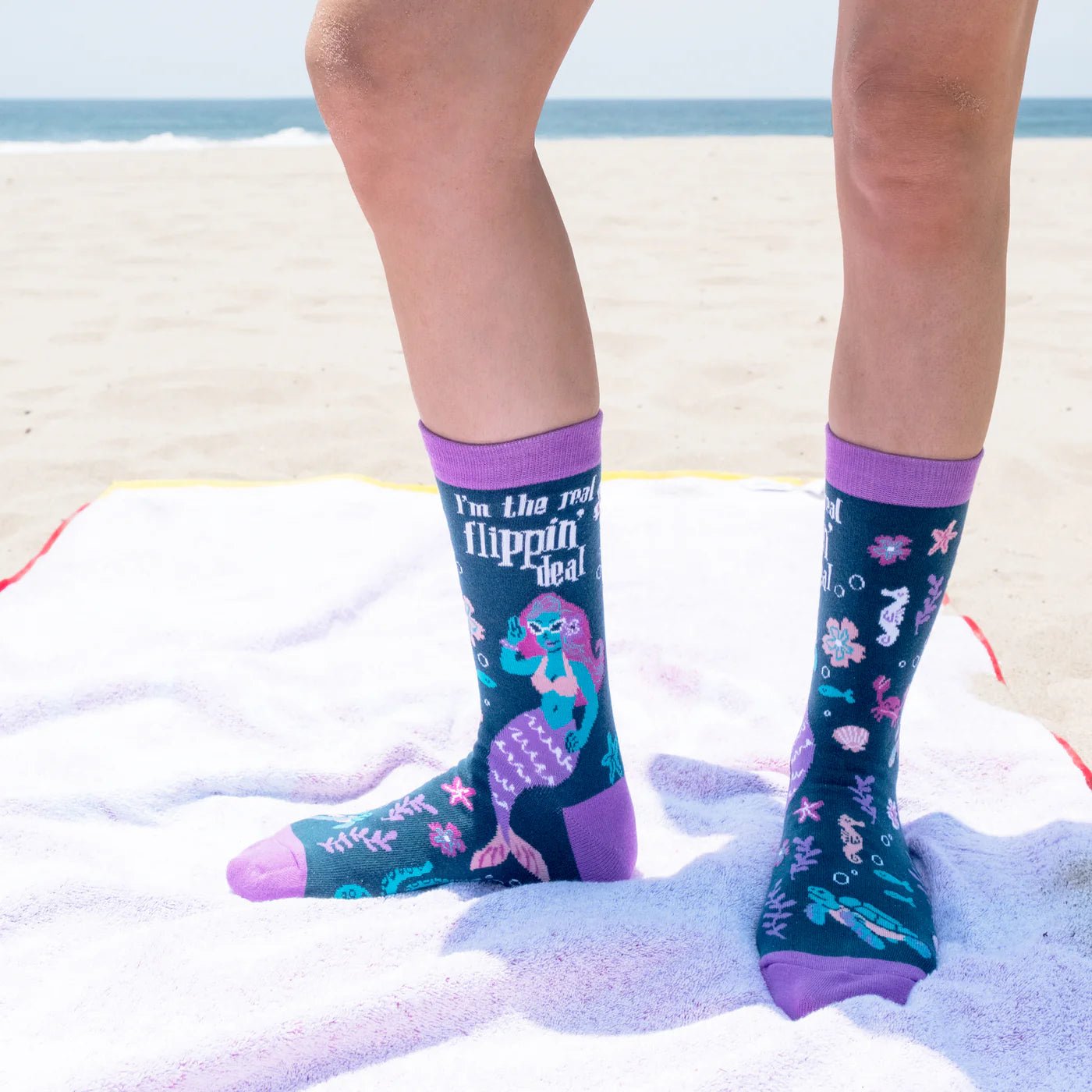 Socks - Crew Length 'I'm the Real Flippin' Deal' Mermaid Socks