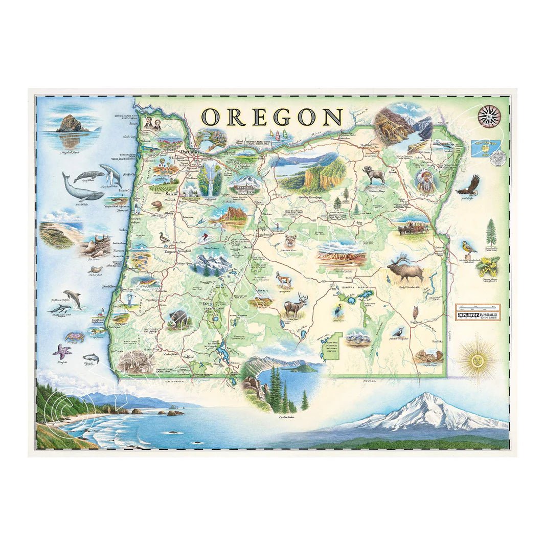 Map - Oregon State Hand Drawn Fine Art Map 18"x24"