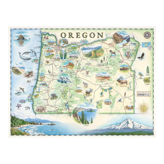 Map - Oregon State Hand Drawn Fine Art Map 18"x24"