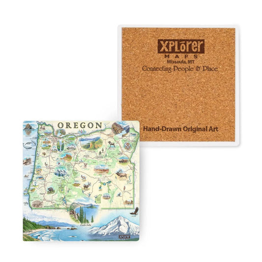 Coaster -  Oregon State Map Single Ceramic Coaster 4"x4"