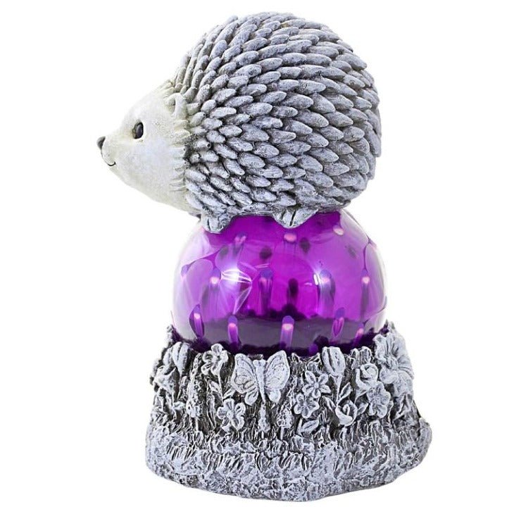 Garden Statue - Hedgehog with Purple Solar Powered LED