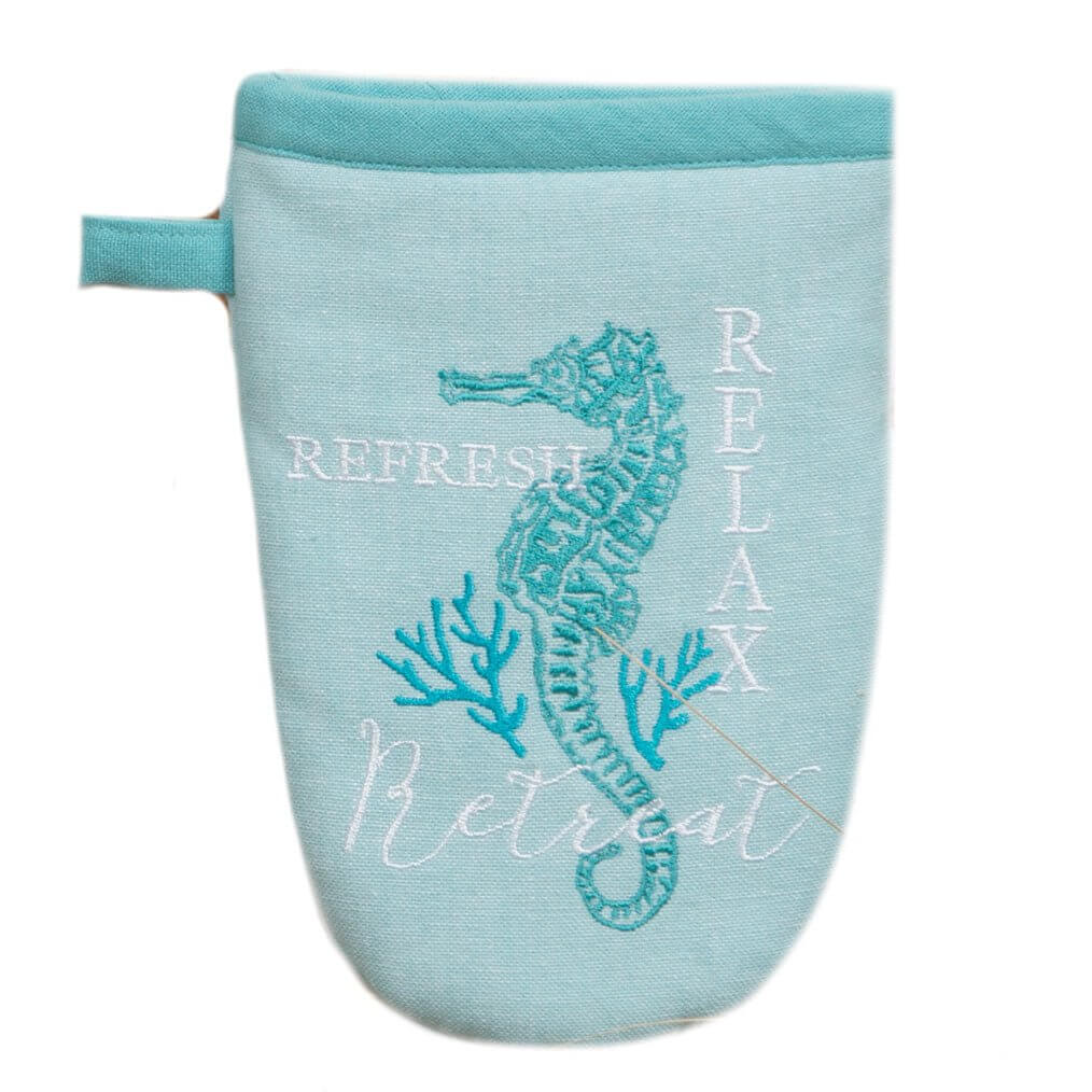 Oven Mitt - Grabber Beachcombers w/Seahorse