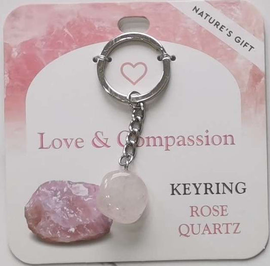Keychain - Nature's Gift - Rose Quartz - Healing Keyring