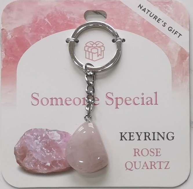 Keychain - Nature's Gift - Rose Quartz - Wishing Keyring