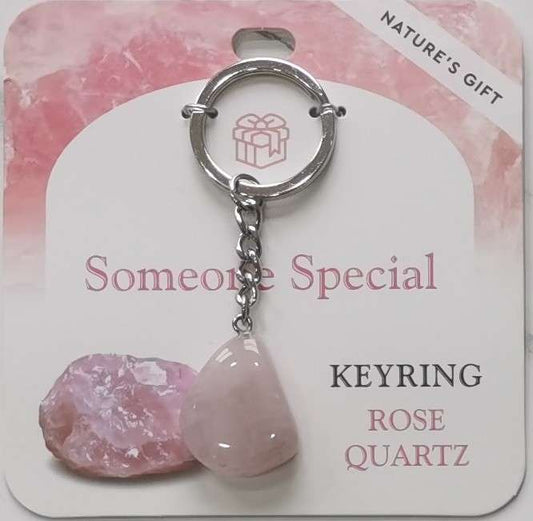 Keychain - Nature's Gift - Rose Quartz - Wishing Keyring