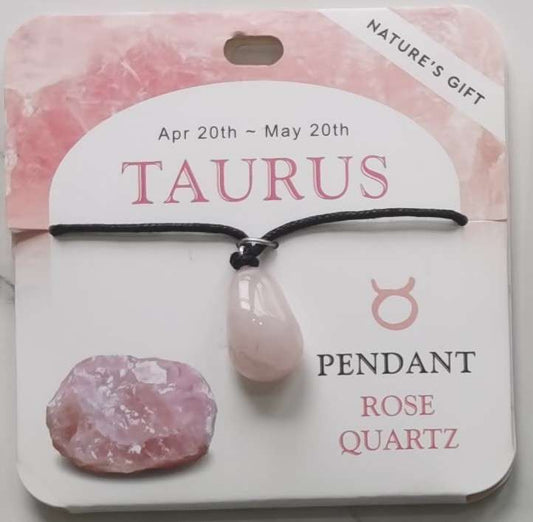 Pendant - Nature's Gift - Zodiac Rose Quartz - Taurus