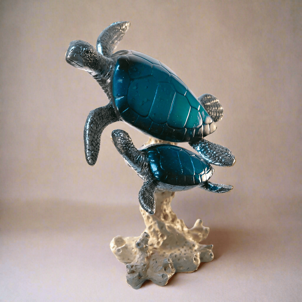 Figurine - Blue Turtle Pair 8"