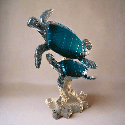 Figurine - Blue Turtle Pair 8"
