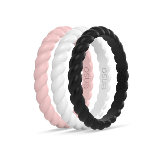 Ring - Silicone Stackables Ring  Obsidian/ White/ Pink Sand