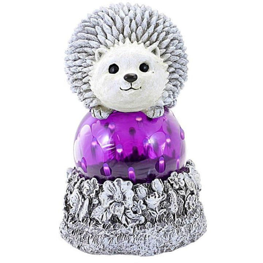 Garden Statue - Hedgehog with Purple Solar Powered LED