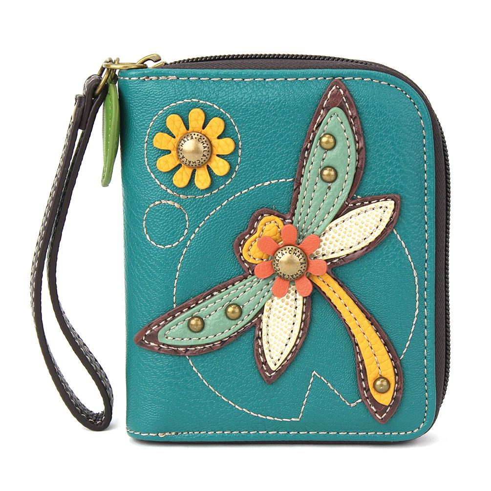 Zip Around Wallet Teal Dragonfly