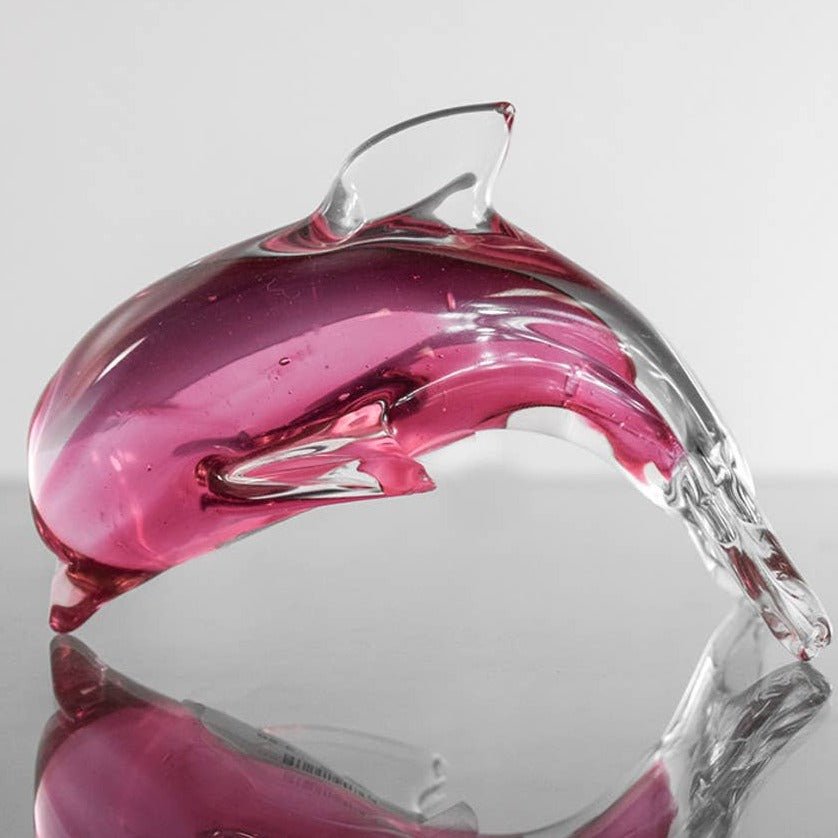 Pink Glass Dolphin 4"