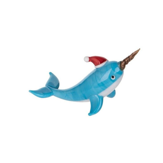 Glass Art - Holiday Narwhal Mini Glass