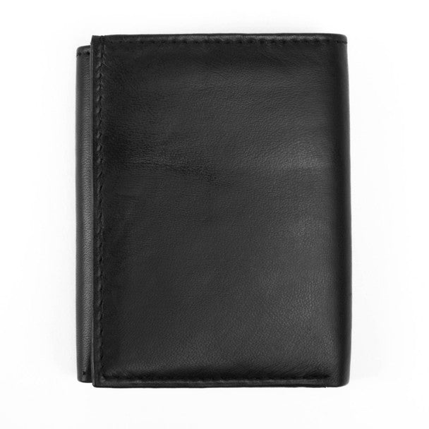 Genuine Leather Tri-Fold Black Wallet