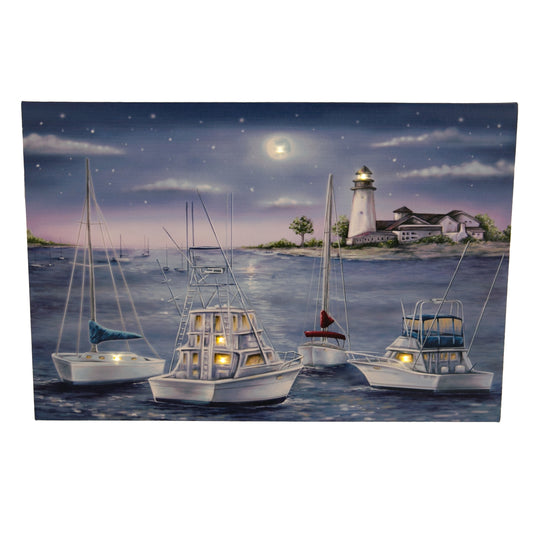 Wall Décor - LED Boats & Lighthouse Canvas