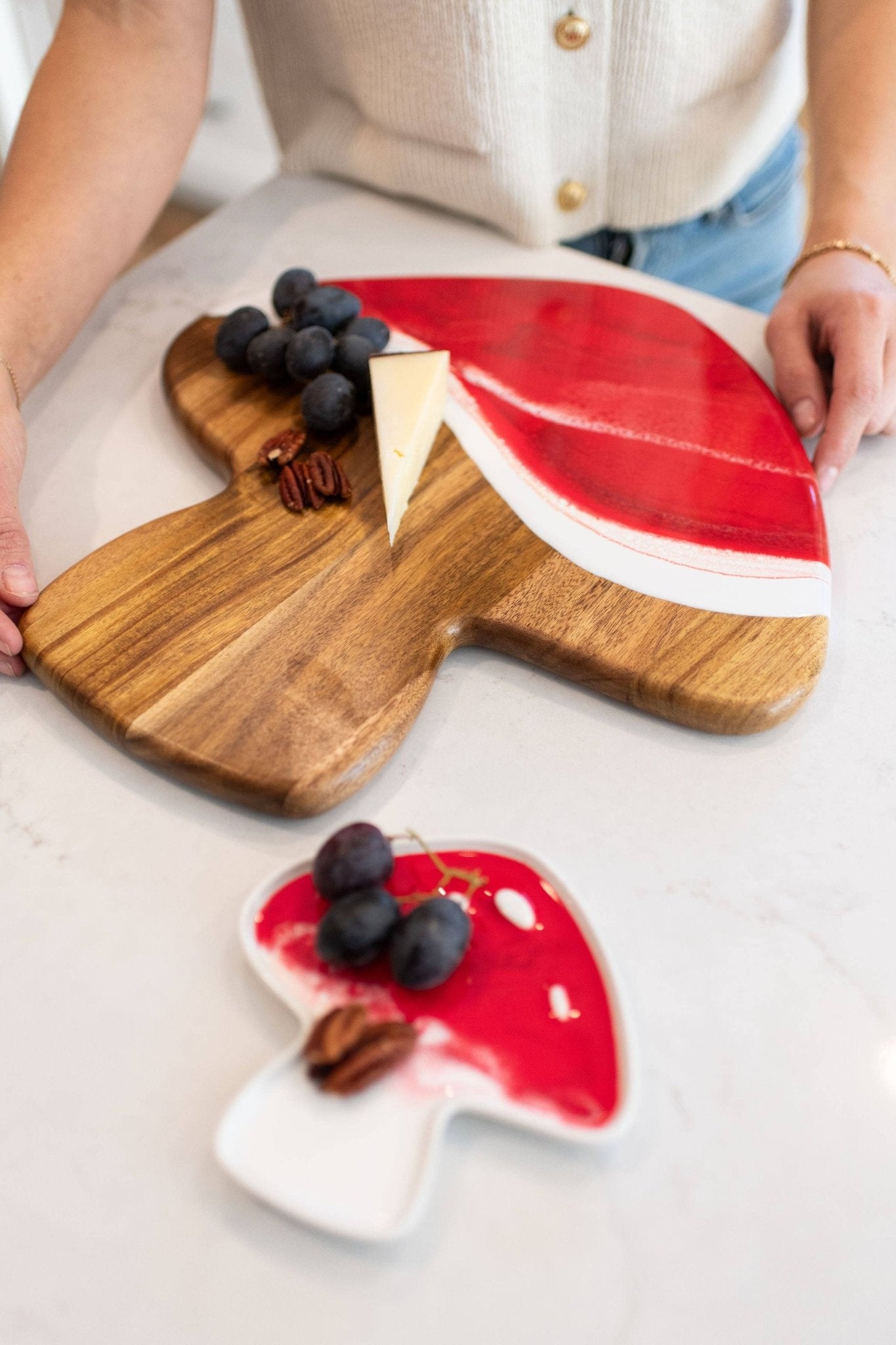Charcuterie Board - Mushroom Shaped Acacia Cheese Board