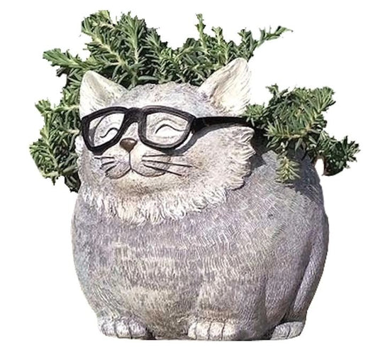 Cat w/Glasses Planter