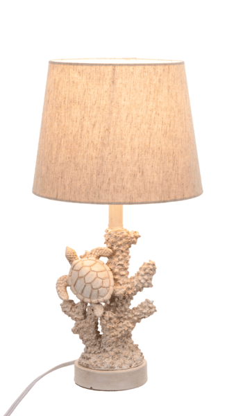 Lamp - Whitewash Accent Lamp w/Sea Turtle on Coral