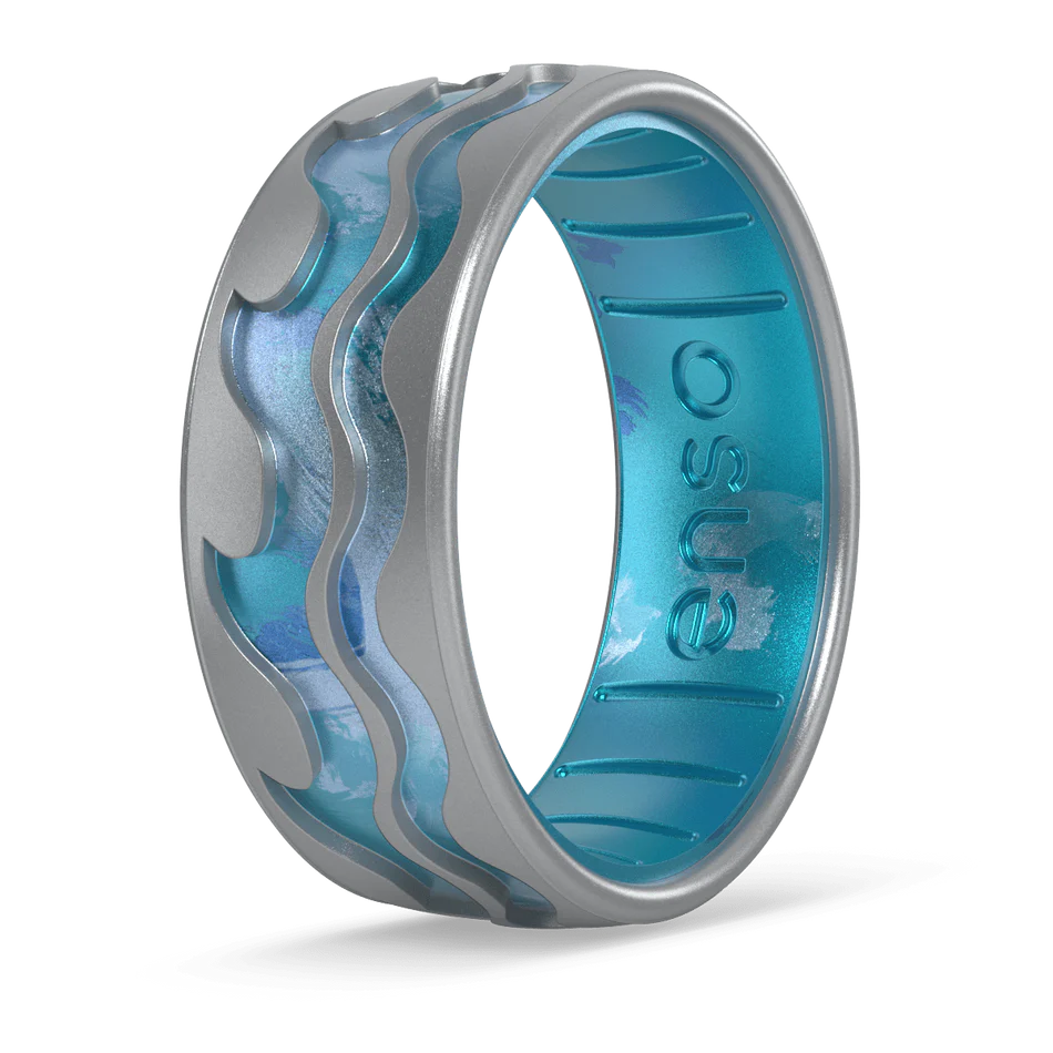 Ring - Silicone Etched Swell Ring Silver