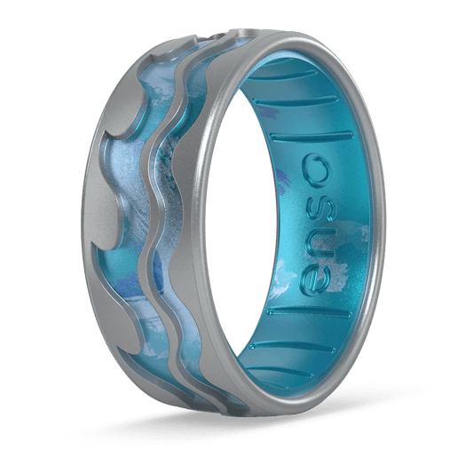 Ring - Silicone Etched Swell Ring Silver