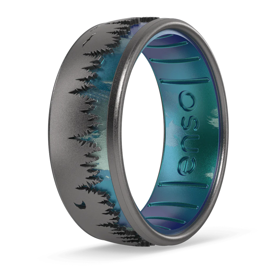 Ring - Silicone Etched Woodland Ring Platinum