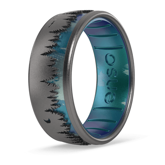 Ring - Silicone Etched Woodland Ring Platinum