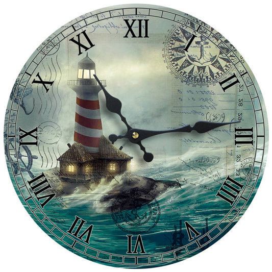 Lighthouse  Wooden Clock 13"