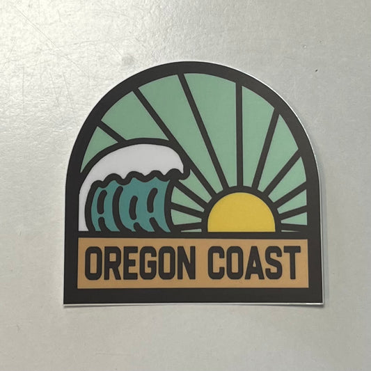 Oregon Coast Wave and Sun Sticker