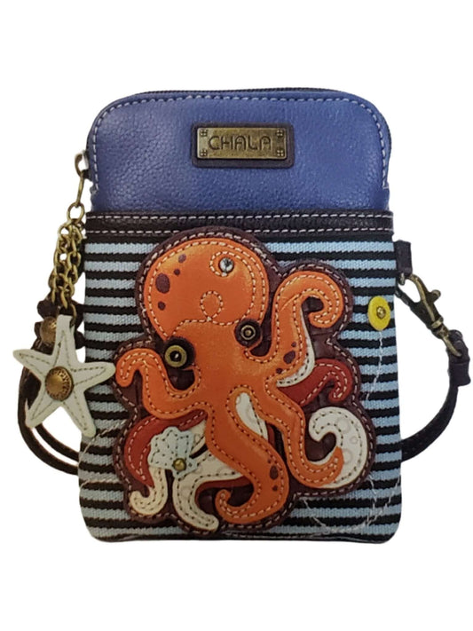 Cell Phone Xbody Blue Striped Octopus