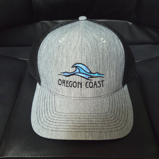 Hat - Trucker Style Grey & Black Oregon Coast Wave