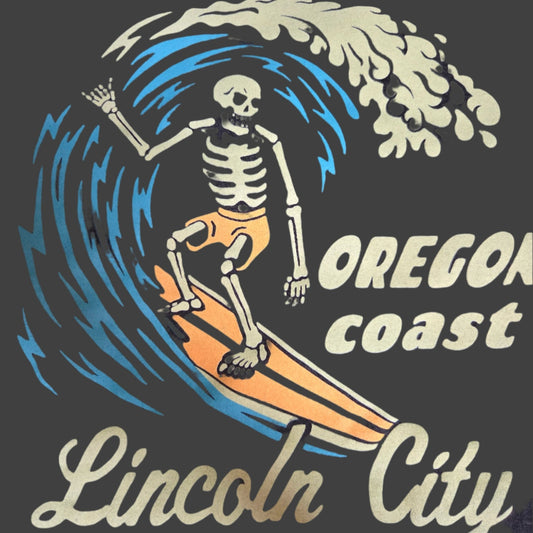 T-Shirt - Surfer Skeleton - Oregon Coast
