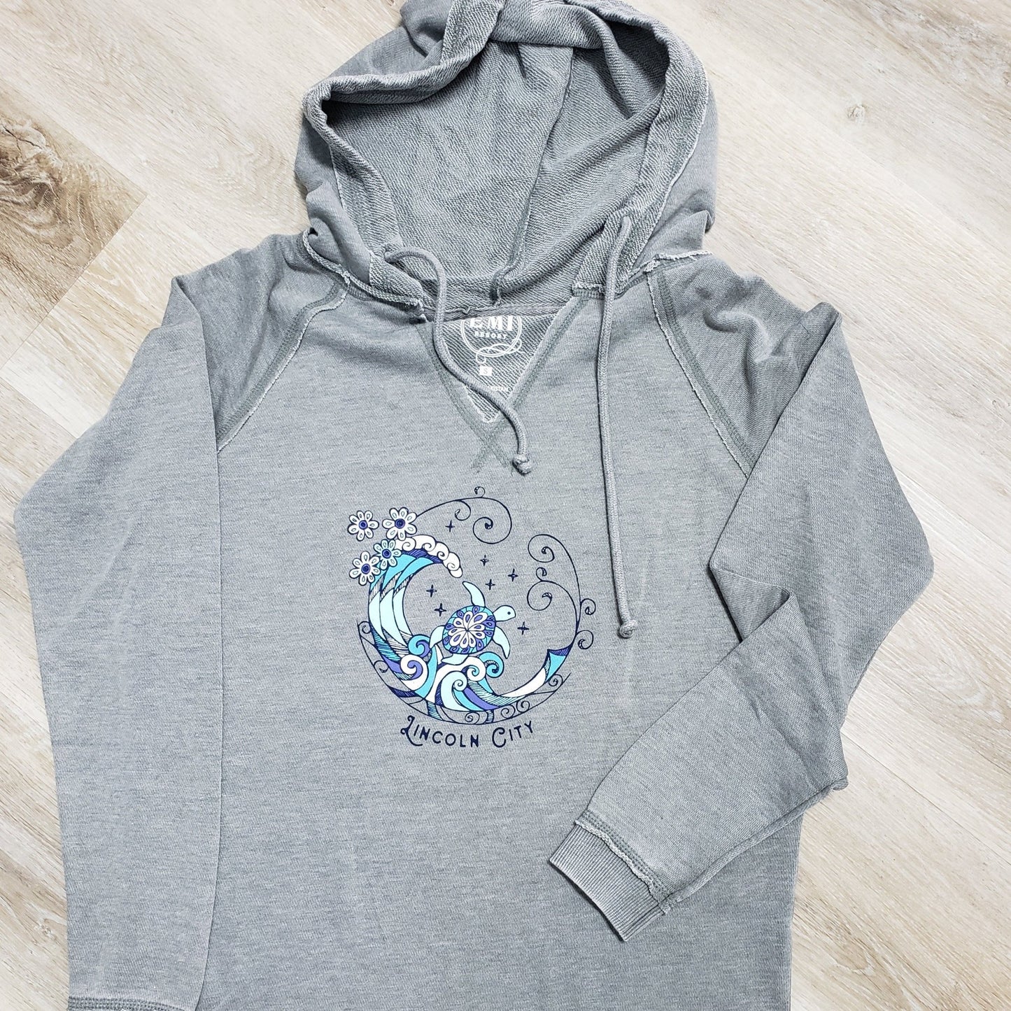 Hoodie Woman's  Pearl Sea Turtle Charcoal