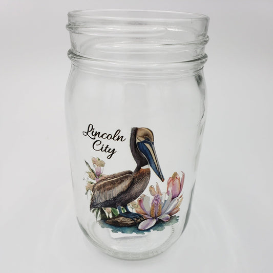 Glass Mason Jar Pelican