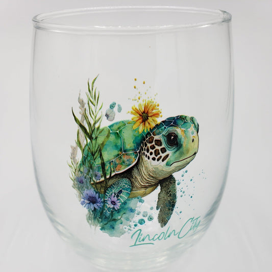 Stemless Wine Glass Sea Turtle