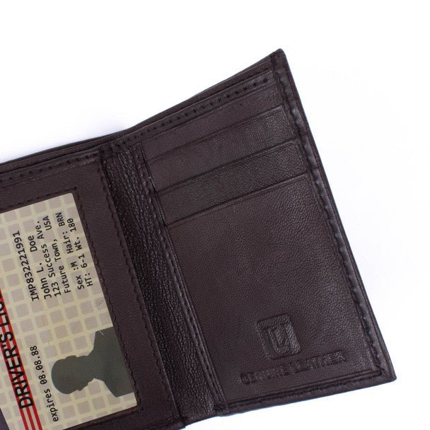 Genuine Leather Tri-Fold Black Wallet