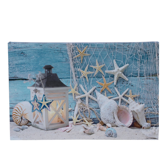 Wall Décor - LED Shells/Candles Canvas Wall Plaque