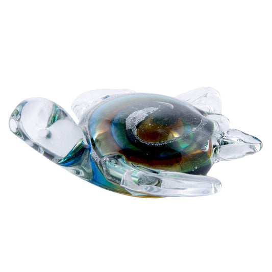 Glass Art - Sea Turtle w/Rainbow Swirl