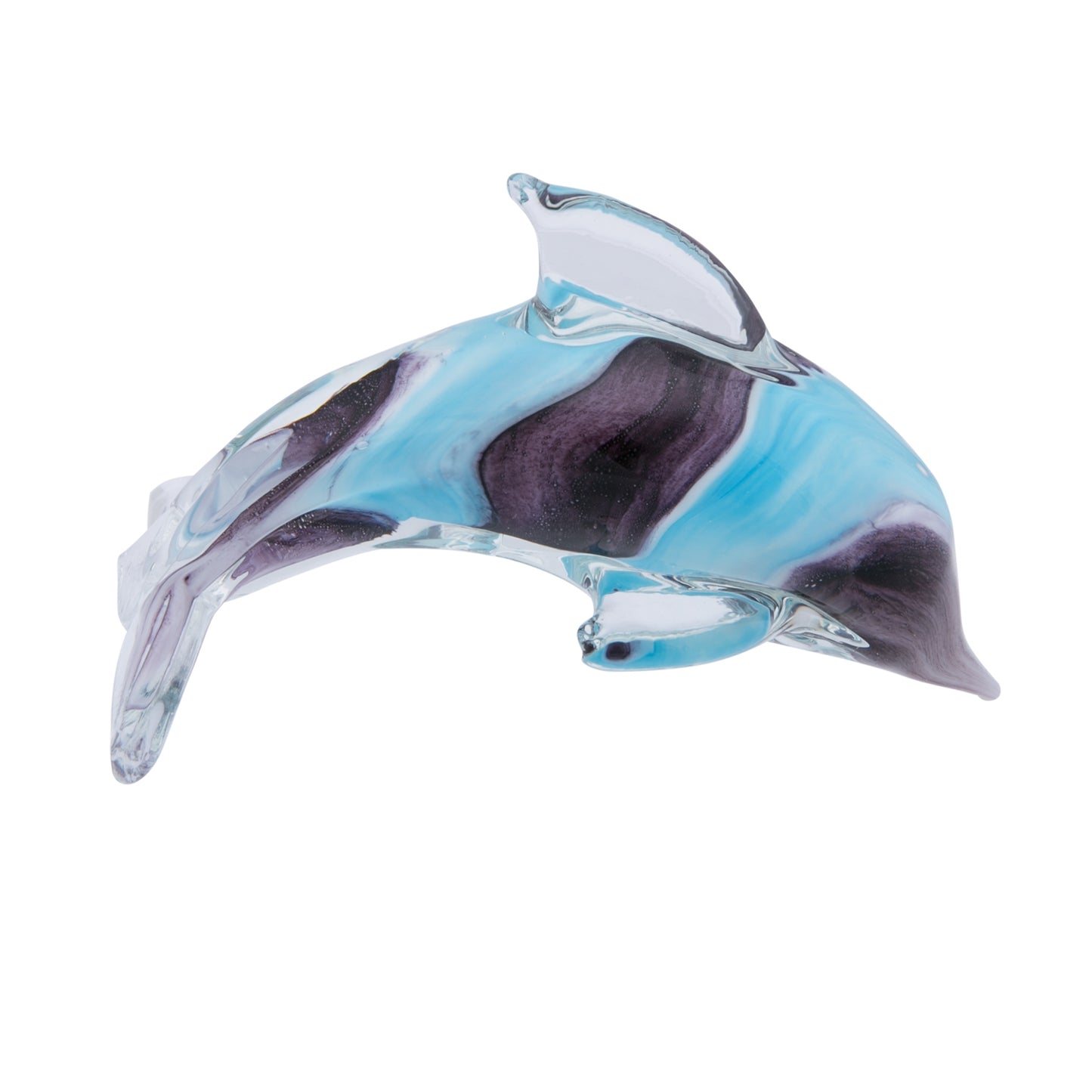 Glass Art - Dolphin - Purple & Blue Swirl