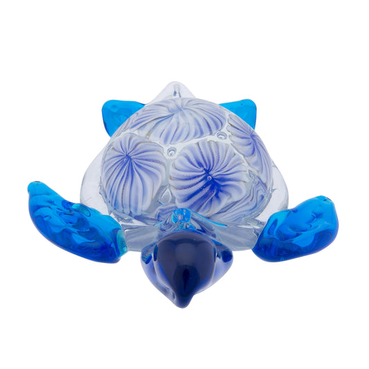 Glass Art - Sea Turtle Blue/White Swirl