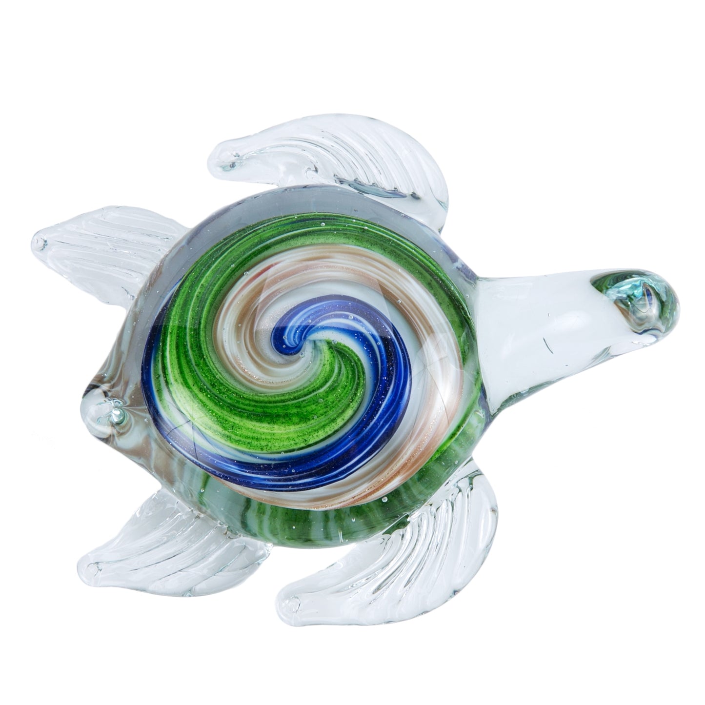 Glass Art - Turtle Green/Blue Glitter Swirl