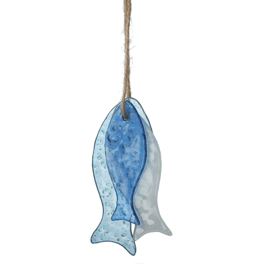 Glass Art - Three Glass Fish on Jute String