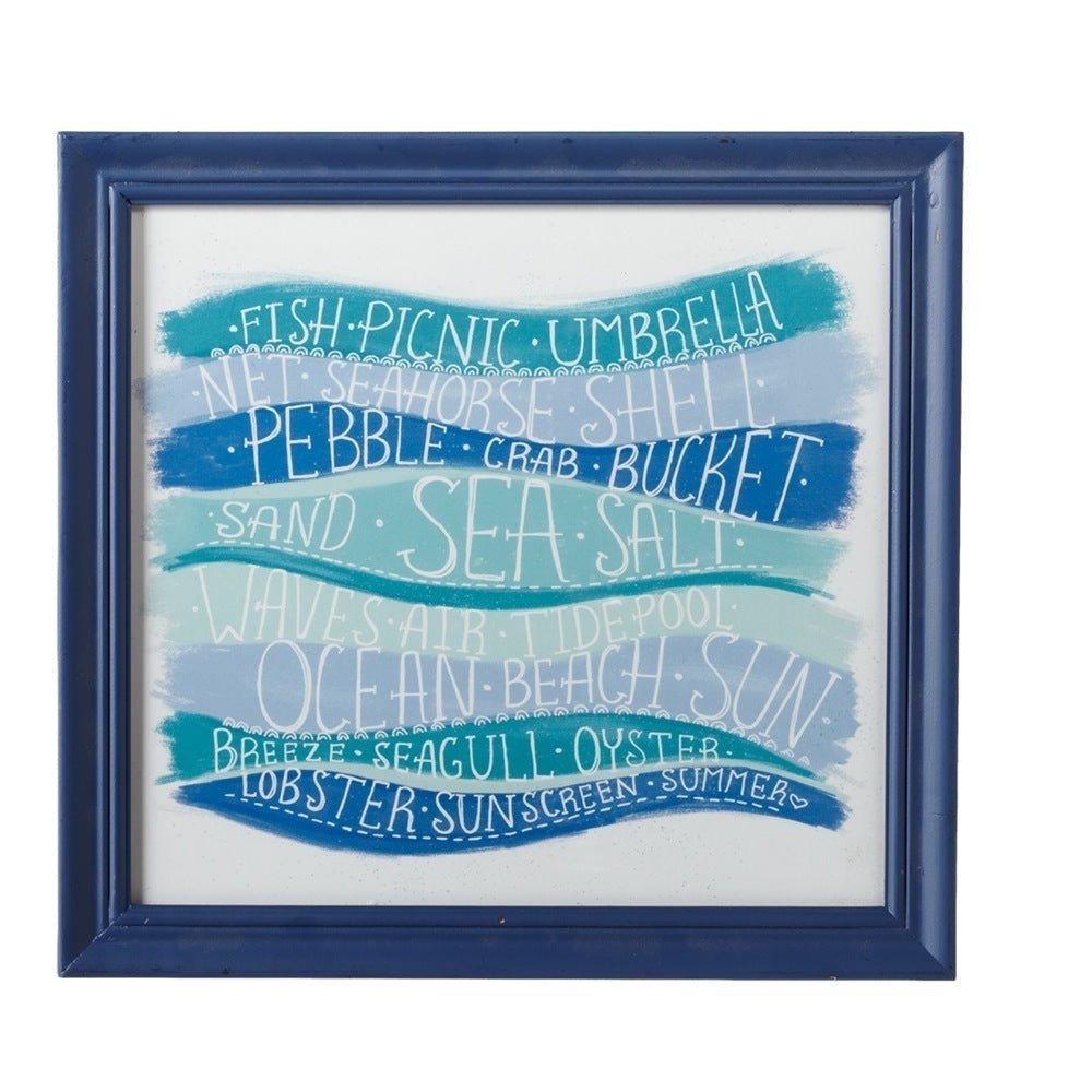 Sign - Framed Seaside Text Wall Décor with Glass.