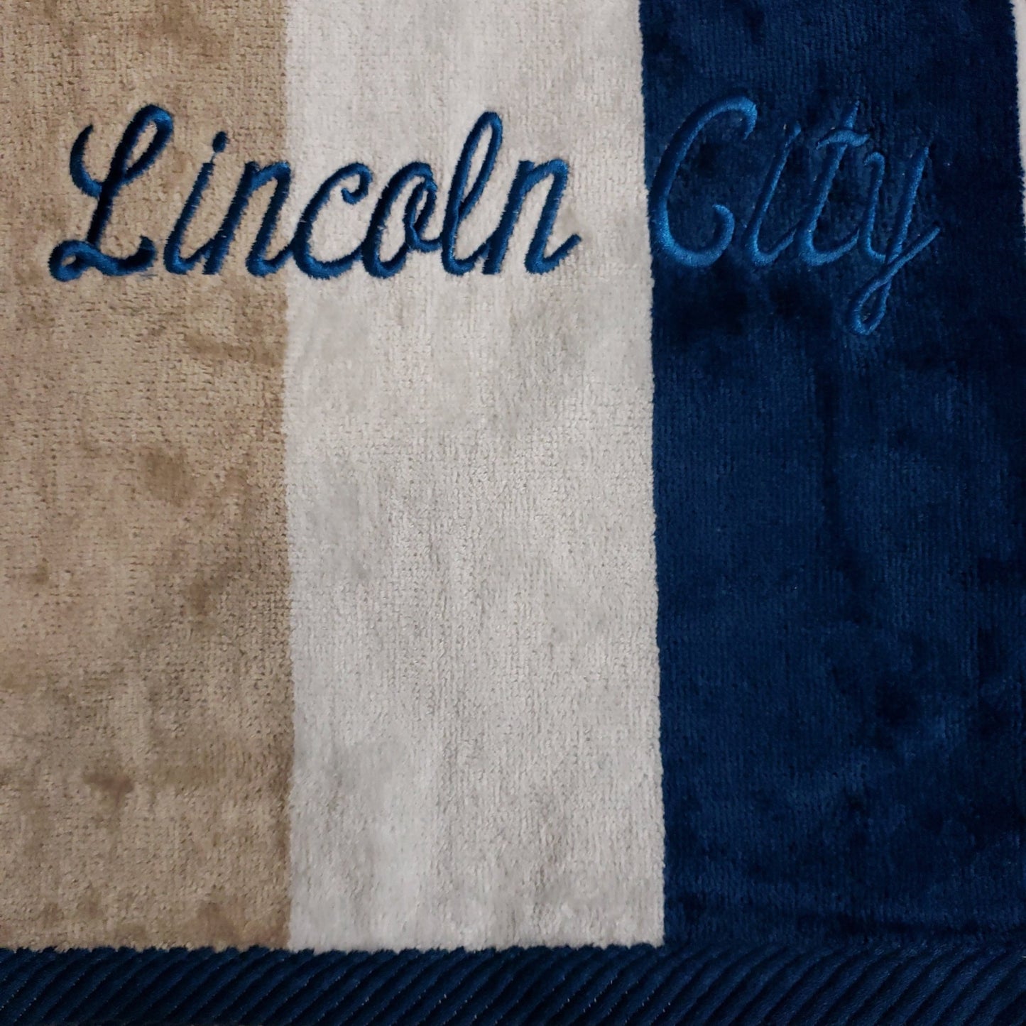 Striped Beach Towel Navy and Sand