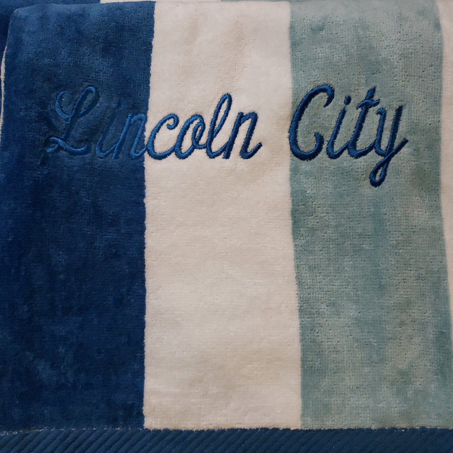 Striped Beach Towel Navy and Sea Glass